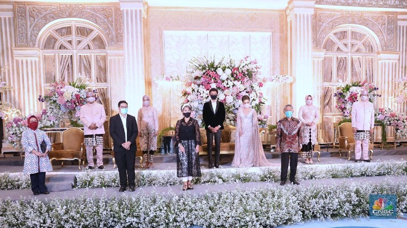 Simulasi resepsi pernikahan di masa normal baru di Jakarta, Kamis (9/7/2020). (CNBC Indonesia/ Muhammad Sabki)
