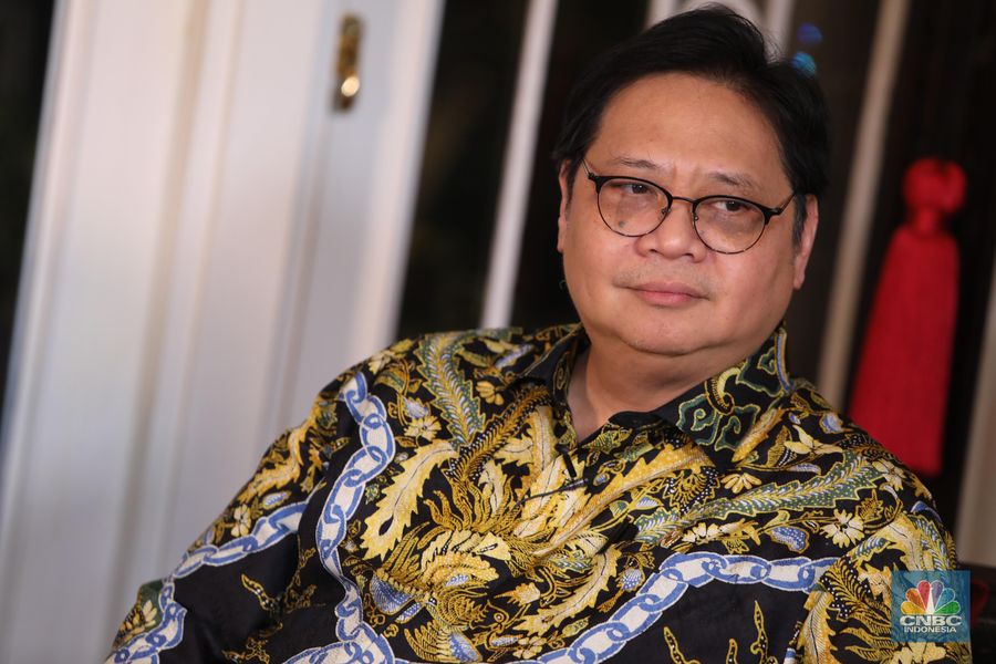 Menko Perekonomian Airlangga Hartarto (CNBC Indonesia/Muhammad Sabki)
