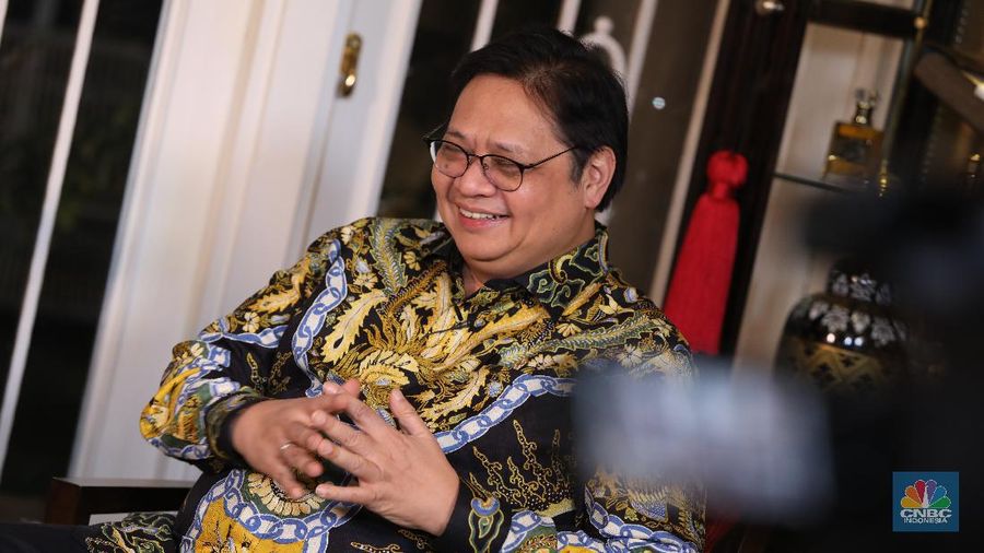 Menko Perekonomian Airlangga Hartarto (CNBC Indonesia/Muhammad Sabki)