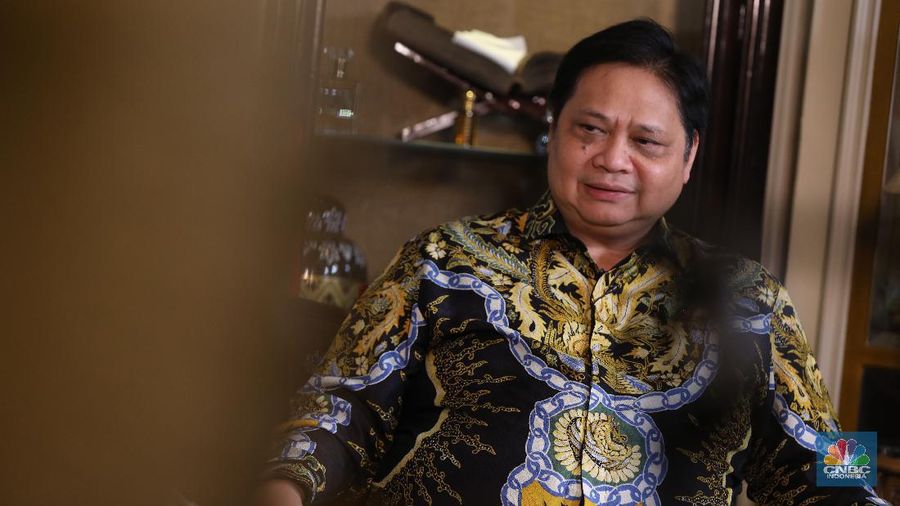 Menko Perekonomian Airlangga Hartarto (CNBC Indonesia/Muhammad Sabki)