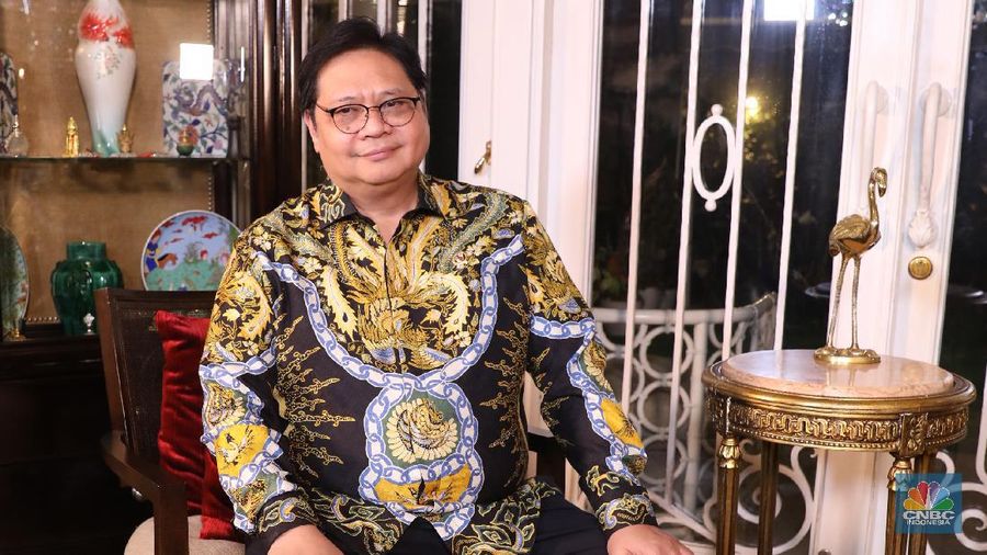 Menko Perekonomian Airlangga Hartarto (CNBC Indonesia/Muhammad Sabki)