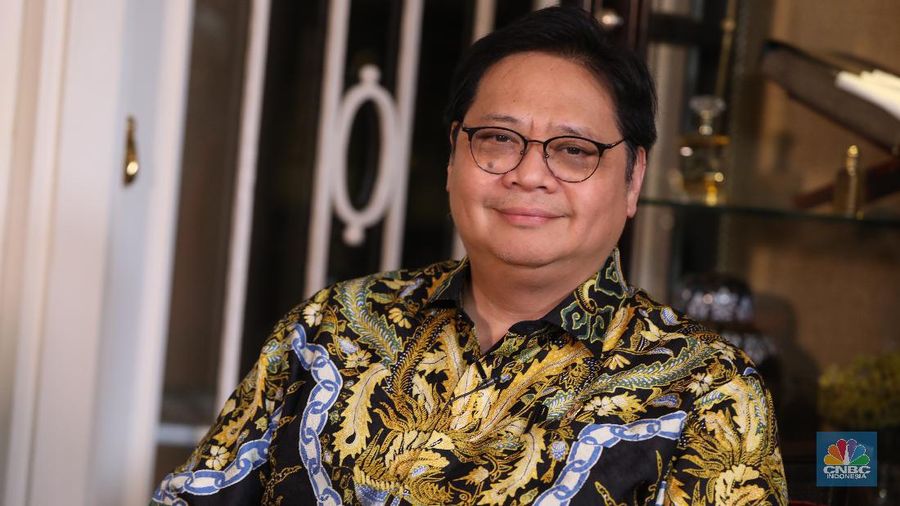 Menko Perekonomian Airlangga Hartarto (CNBC Indonesia/Muhammad Sabki)