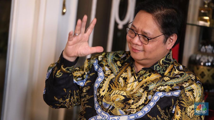 Menko Perekonomian Airlangga Hartarto (CNBC Indonesia/Muhammad Sabki)