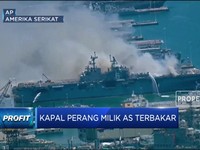 Kapal Perang USS Richard Milik AS Terbakar