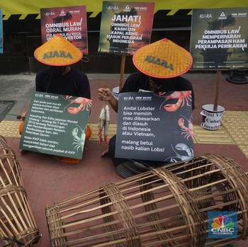 Tolak Ekspor Benih Lobster, Massa Geruduk Kantor Edhy Prabowo