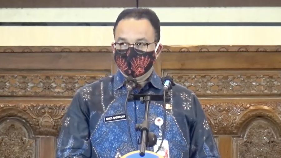 Anies Baswedan di acara penandatanganan perjanjian pemegang saham sistem integrasi pembayaran antar moda transportasi. Ist