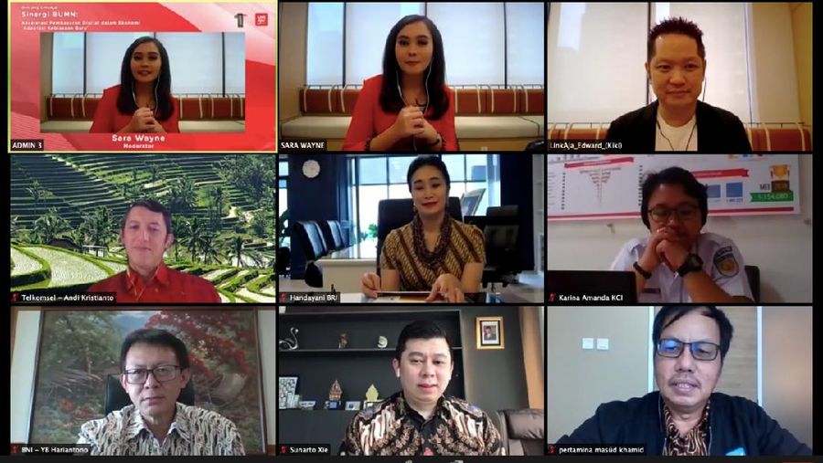 Bincang LinkAja “Sinergi BUMN: Akselerasi Pembayaran Digital dalam Ekonomi New Normal”. Screenshoot: Yuni Astutik