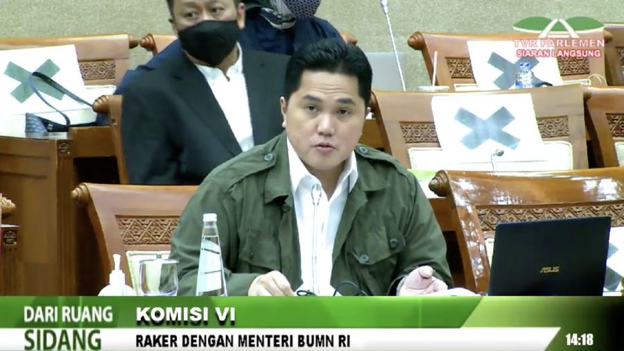 Erick Tohir rapat di komisi VI DPR. Ist