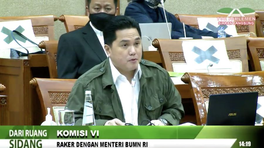 Erick Tohir rapat di komisi VI DPR. Ist