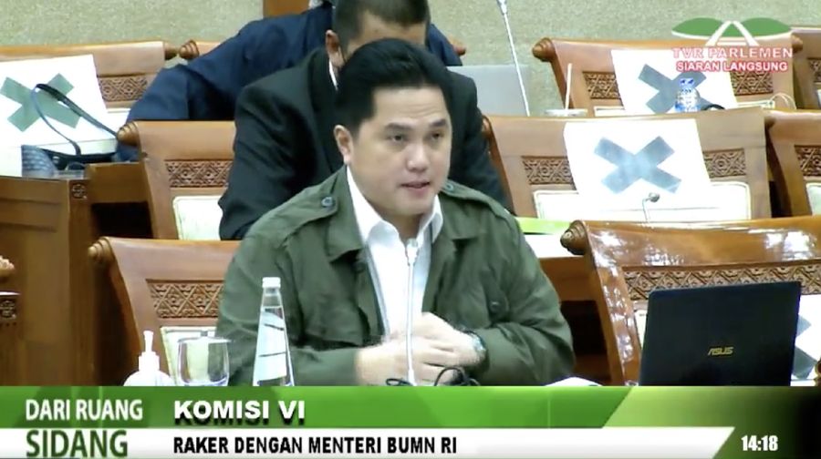Erick Tohir rapat di komisi VI DPR. Ist