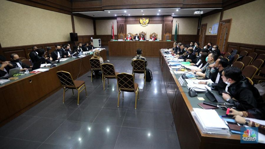 Lanjutan sidang Jiwasraya di PN. Jakarta Pusat. (CNBC Indonesia/Andrean Kristianto)
