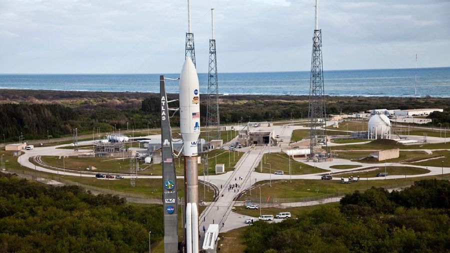 In this view from inside the Antonov 124 cargo aircraft, the United Launch Alliance booster for NASA’s Mars Perseverance rover is offloaded at the Skid Strip at Cape Canaveral Air Force Station (CCAFS) in Florida on May 19, 2020. The Mars Perseverance rover is scheduled to launch in mid-July atop a United Launch Alliance Atlas V 541 rocket from Pad 41 at CCAFS. The rover is part of NASA’s Mars Exploration Program, a long-term effort of robotic exploration of the Red Planet. The rover will search for habitable conditions in the ancient past and signs of past microbial life on Mars. The Launch Services Program at Kennedy is responsible for launch management.