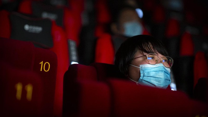 Ilustrasi bioskop di Beijing sudah mulai dibuka. AP/Mark Schiefelbein