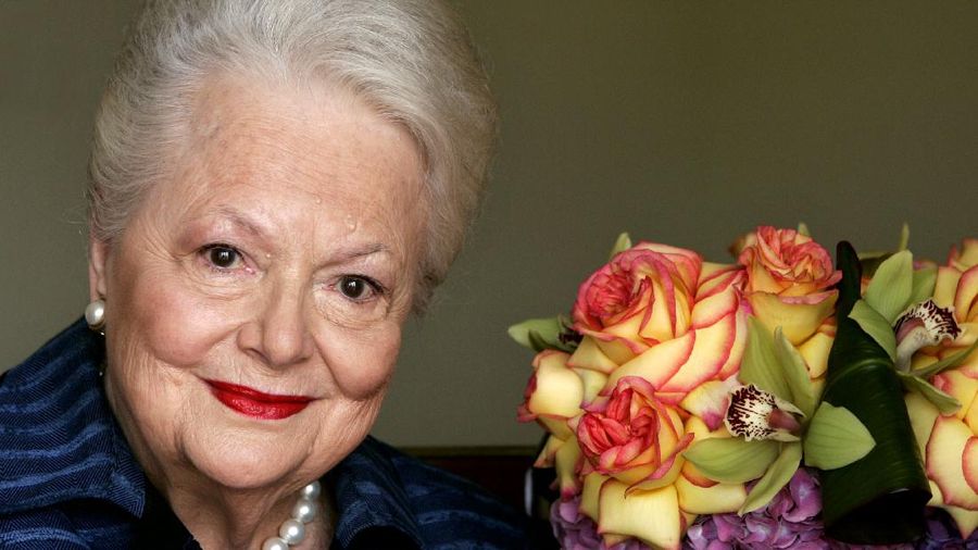 FILE - In this file photo dated Wednesday, Sept. 15, 2004, Actress Olivia de Havilland, who played the doomed Southern belle Melanie in 