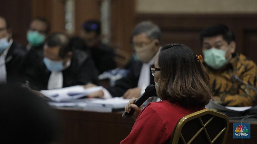 Sidang lanjutan kasus korupsi PT. Asuransi Jiwasraya (Persero)di Pengadilan Negeri, Jakarta Pusat, Senin (27/7/20). (CNBC Indonesia/Tri Susilo)