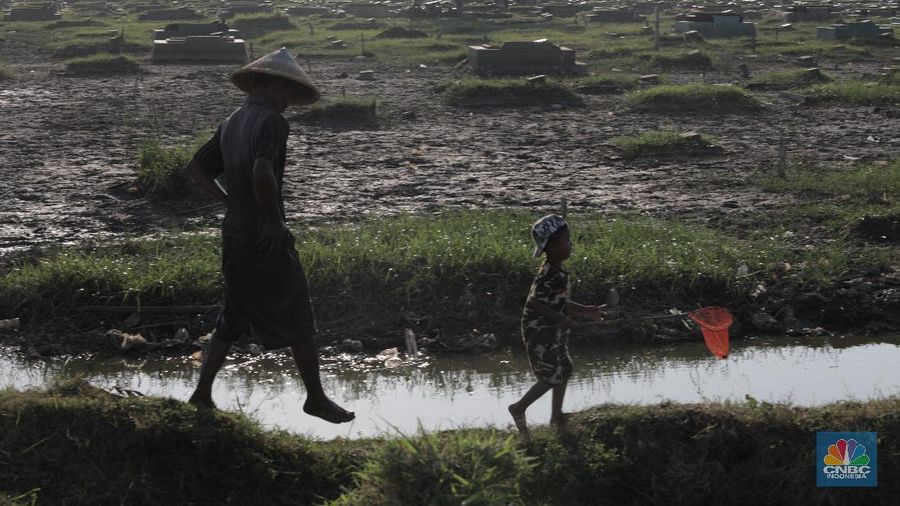 Sejumlah warga mencari ikan di (TPU) Semper, Semper Timur, Cilincing, Jakarta Utara, Senin (27/7/20). Sisa genangan air tersebut masih merendam sebagian makam. (CNBC Indonesia/Tri Susilo) 

Genangan air setinggi 10 hingga 30 centimeter yang merendam Tempat Pemakaman Umum (TPU) Semper, bak seperti danau. Kondisi pemakaman yang sering terkena banjir itu pun disulap warga menjadi tempat mencari ikan.

Syaiful Bahri (36), petugas makam sejak 1991 itu menyampaikan, banyak warga yang datang TPU Semper untuk mencari ikan ketika makam tersebut digenangi air. Syaiful juga menyampaikan, beragam jenis ikan seperti lele, mujair dan gabus sering didapat warga kala memancing di pemakamaan tersebut.

