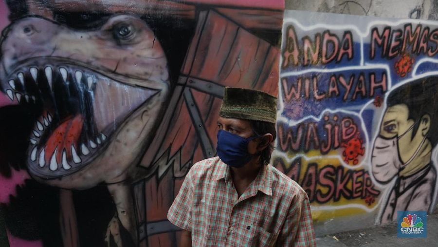Kampung Rawa Pasung RW 022, Kelurahan Kota Baru, Kecamatan Bekasi Barat, Kota Bekasi, Jawa Barat, Selasa (28/7/2020). Kampung rawa pasung bekasi ini dikenal sebagai wilayah zona hijau sejak awal pandemi Maret lalu. (CNBC Indonesia/ Muhammad Sabki)