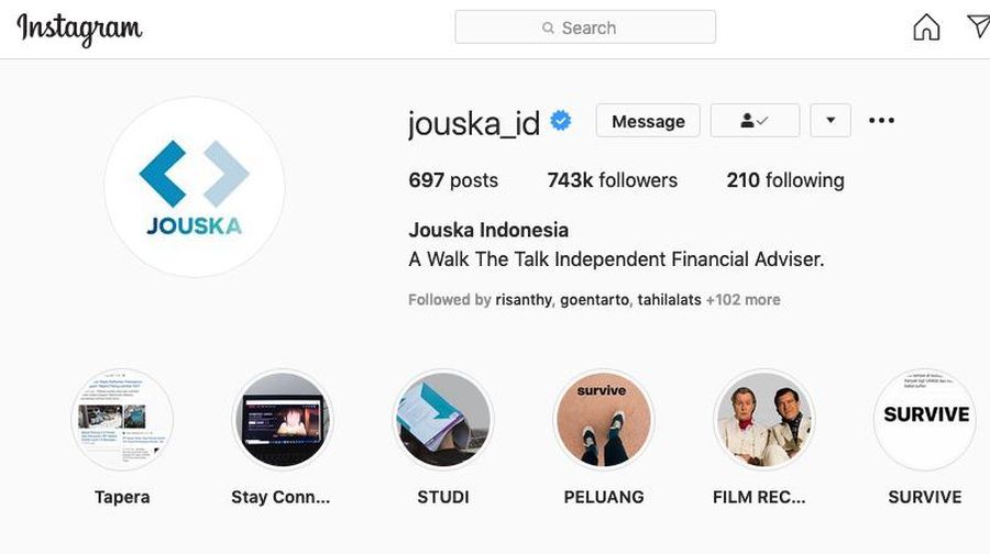 Instagram Jouska Indonesia @jouska_id