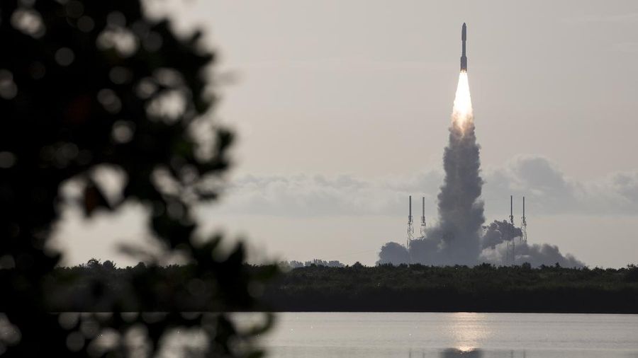 A United Launch Alliance Atlas V rocket lifts off from pad 41 at the Cape Canaveral Air Force Station Thursday, July 30, 2020, in Cape Canaveral, Fla. The mission will send a Mars rover to the Red Planet to search for signs of life, explore the planet's geology and much more. (AP Photo/John Raoux)
