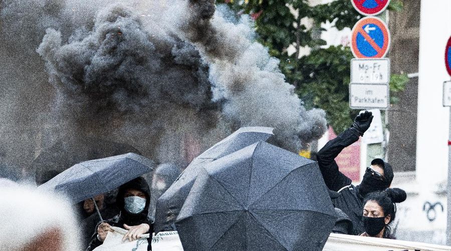 Protes di Berlin. (AP/Fabian Sommer)