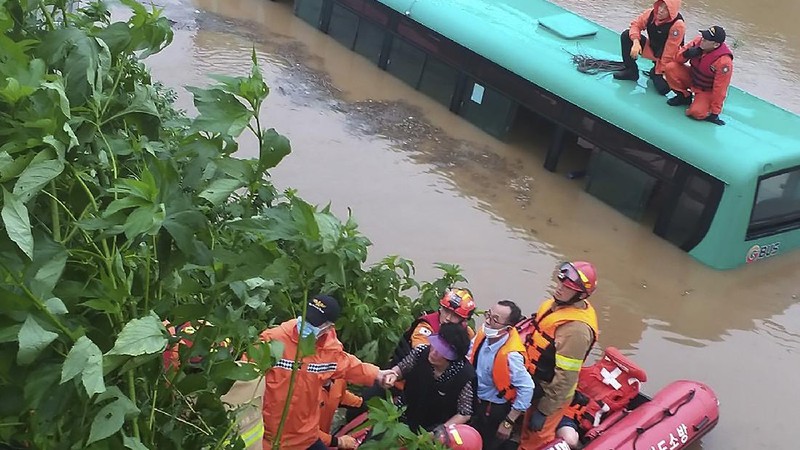 Banjir di Korea Selatan.  (AP/Lee Jin-man)