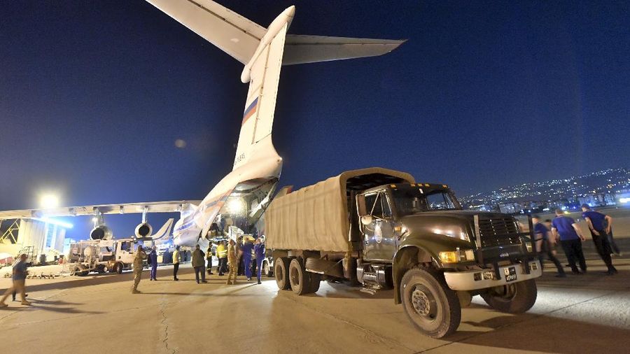 Rusia kirim bantuan ke Libanon. AP/