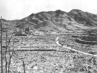 FILE - In this 1945, file photo, destroyed beyond recognition, the Roman Catholic Church of Urakami stands out over the burn-razed cityscape of Nagasaki, Japan, after the second atomic bomb ever used in warfare was dropped by the U.S. over the Japane