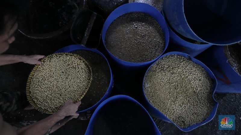 Sejumlah produsen tahu mengeluhkan turunnya produksi akibat pandemi Covid-19 yang mencapai 60-80 persen per hari. Imbas Covid-19 yang belum berakhir hingga saat ini menyebabkan pengusaha tahu kelimpungan, mereka sangat berharap situasi ini segera kembali normal.  (CNBC Indonesia/Tri Susilo)