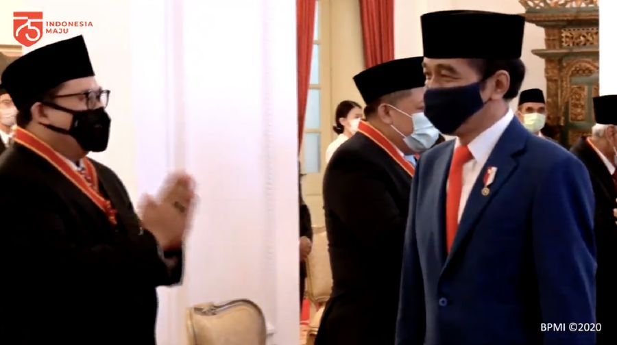 Jokowi di Upacara Penganugerahan Tanda Kehormatan RI, Istana Negara, 13 Agustus 2020. (Youtube Sekretarian Negara)