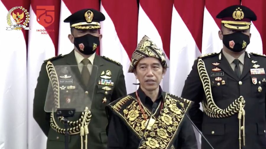 Pidato Presiden RI Jokowi di Sidang Tahunan MPR RI  Dan Sidang Bersama DPR RI Dan DPD RI (Tangkapan Layar Youtube DPR RI)