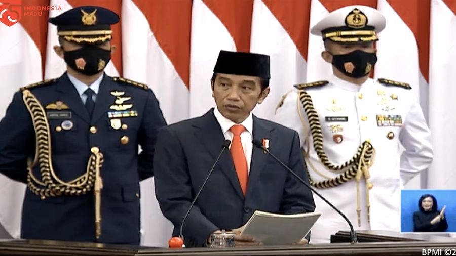 Presiden Jokowi di Sidang Tahunan MPR RI Dan Sidang Bersama DPR RI Dan DPD RI. (Tangkapan Layar Sekretariat Presiden RI)