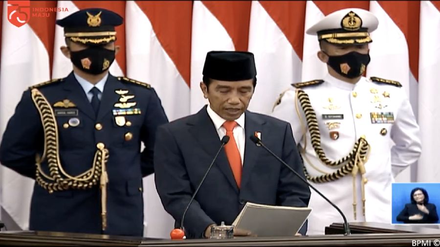 Presiden Jokowi di Sidang Tahunan MPR RI  Dan Sidang Bersama DPR RI Dan DPD RI. (Tangkapan Layar Sekretariat Presiden RI)