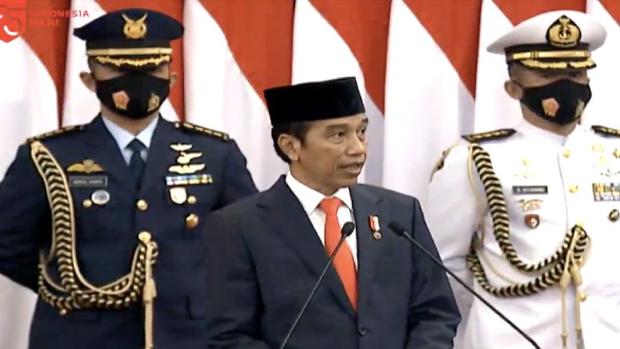 Presiden Jokowi di Sidang Tahunan MPR RI  Dan Sidang Bersama DPR RI Dan DPD RI. (Tangkapan Layar Sekretariat Presiden RI)