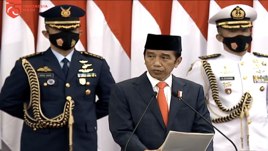 Presiden RI Jokowi di Sidang Tahunan MPR RI (Tangkapan Layar Youtube)