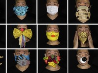 Keren! Pria Hong Kong Bikin Masker Berdesain CCTV Hingga Buah