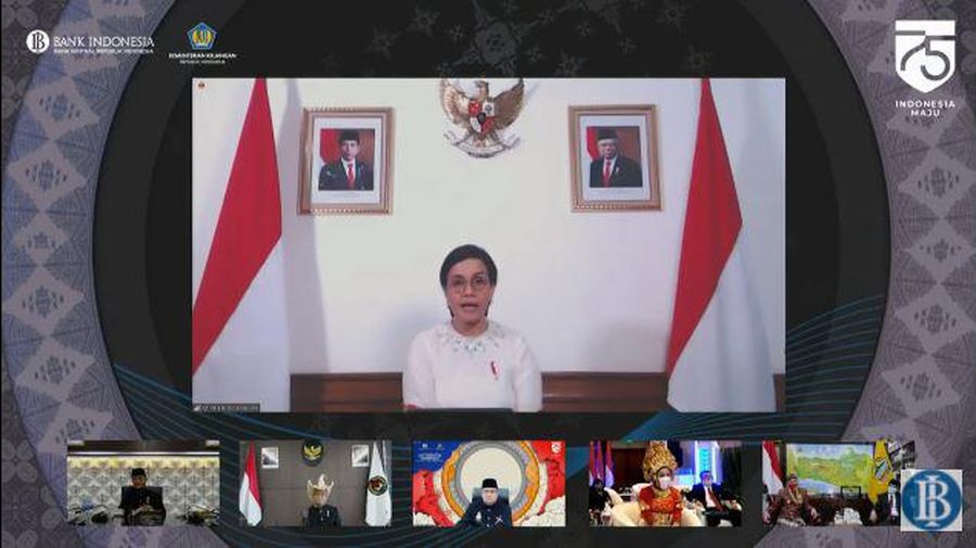 Mentri Keuangan Sri Mulyani di Peluncuran Uang Peringatan Kemerdekaan 75 Tahun RI (Tangkapan Layar Youtube BI)