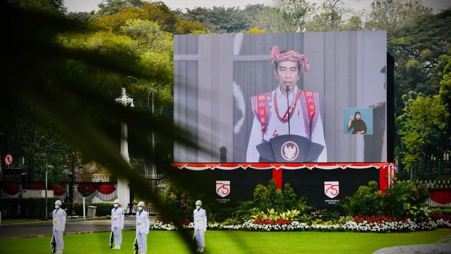 Presiden RI Jokowi Menghadiri Upacara Kemerdekaan RI ke 75 di Istana Negara, Senin 17 Agustus 2020. (Laily Rachev - Biro Pers Sekretariat Presiden)
