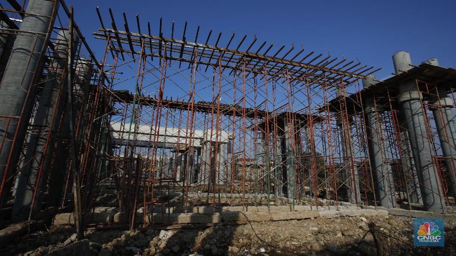 Proyek Pembangunan Jalan Tol Cibitung-Cilincing Seksi IV (CNBC Indonesia/ Muhammad Sabki)