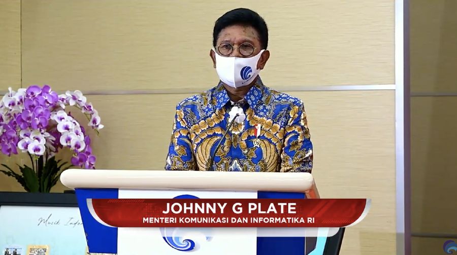 Johny G Plate, Mentri komunukasi dan Informatika. (Dok: Tangkapan layar Kemkominfo TV)