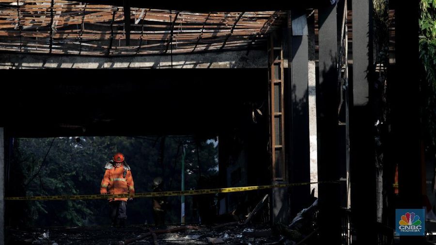 Kebakaran di Kejagung (CNBC Indonesia/Muhammad Sabki)