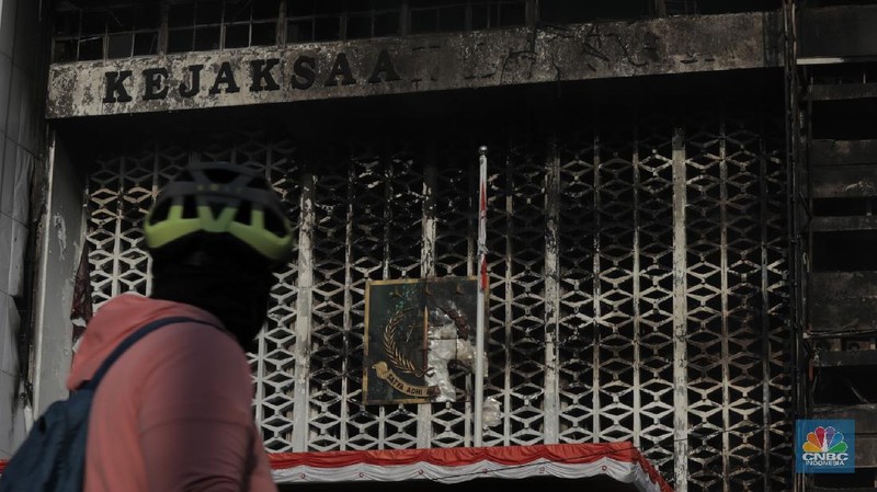 Kebakaran di Kejagung (CNBC Indonesia/Muhammad Sabki)