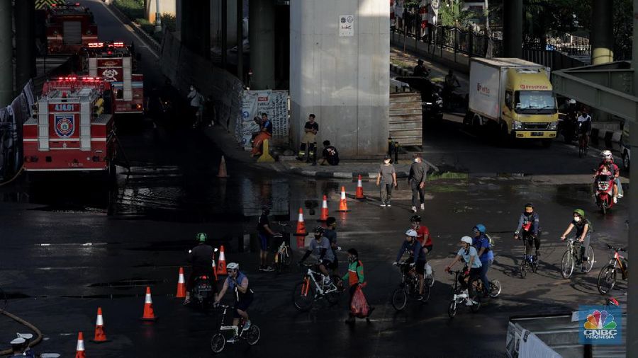 Kebakaran di Kejagung (CNBC Indonesia/Muhammad Sabki)