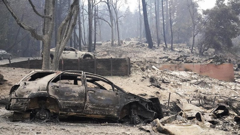 Kebakaran hutan di AS.  (AP/Noah Berger)