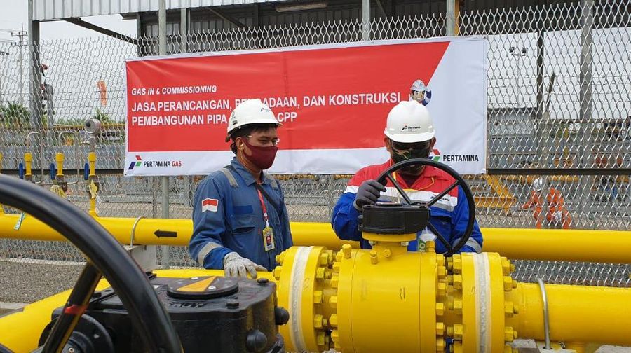 PT Pertamina Gas selaku afiliasi dari subholing gas PT PGN Tbk dan PT Pertamina (Persero) melakukan uji coba penyaluran gas perdana untuk pipa gas distribusi untuk Badan Operasional Bersama (BOB) PT Bumi Siak Pusako. Dok: Pertamina