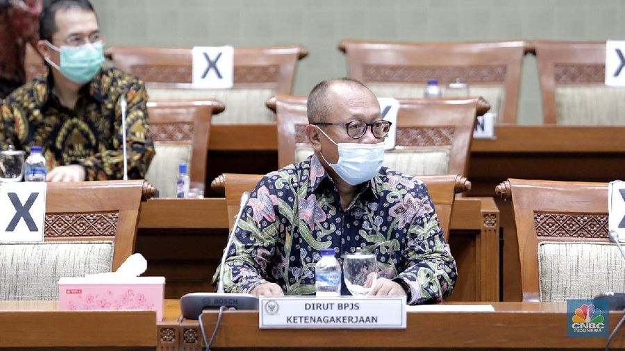 Direktur Utama BPJS Ketenagakerjaan, Agus Susanto. (CNBC Indonesia/Muhammad Sabki)