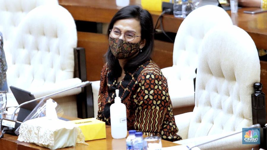 Menteri Keuangan Sri Mulyani di Komisi XI DPR RI. (CNBC Indonesia/Muhammad Sabki)