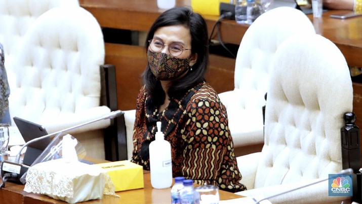 Menteri Keuangan Sri Mulyani di Komisi XI DPR RI. (CNBC Indonesia/Muhammad Sabki) Menteri Keuangan Sri Mulyani di Komisi XI DPR RI. (CNBC Indonesia/Muhammad Sabki)