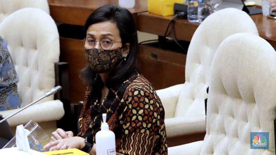 Menteri Keuangan Sri Mulyani di Komisi XI DPR RI. (CNBC Indonesia/Muhammad Sabki)