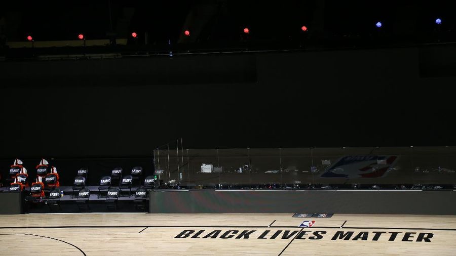 laga playoff NBA setelah terjadi peristiwa penembakan terhadap Jacob Blake. (AP/Kim Klement)