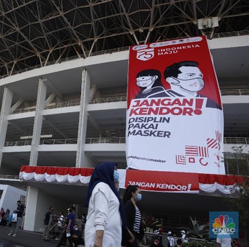 Potret Kampanye 'Jangan Kendor! Disiplin Pakai Masker' di GBK